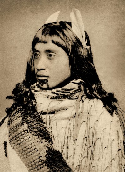 Maori girl with moko chin by New Zealander Photographer